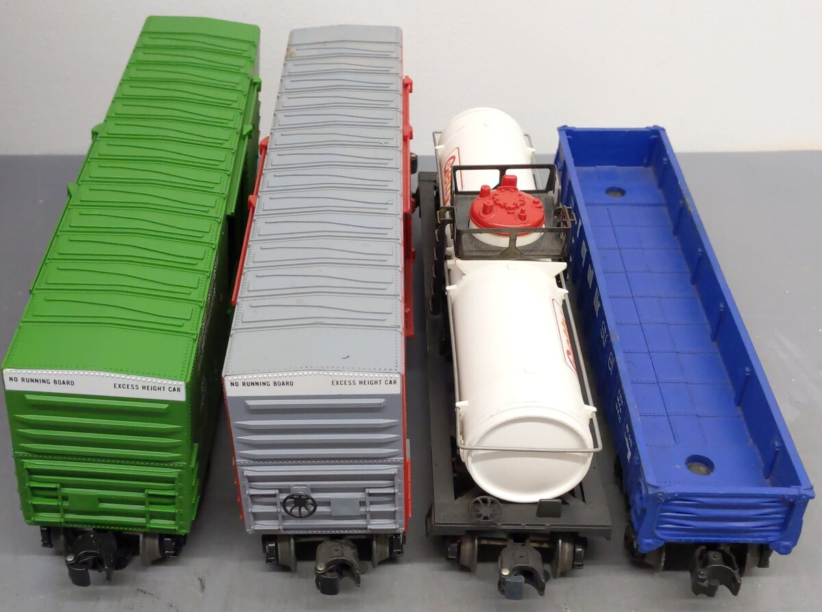 Lionel O Gauge Assorted Freight Cars: 9608, 9607, 9373, 9136 [4] VG