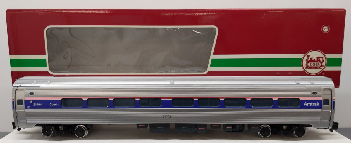 LGB 32220 G Scale Amtrak Amfleet Phase IV Coach #21004 (Metal Wheels) EX/Box