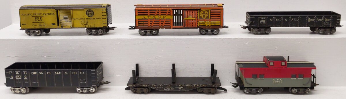Marx O Gauge Vintage Freight Cars #20102,71499,44572,33773,35461,13549 [6] VG