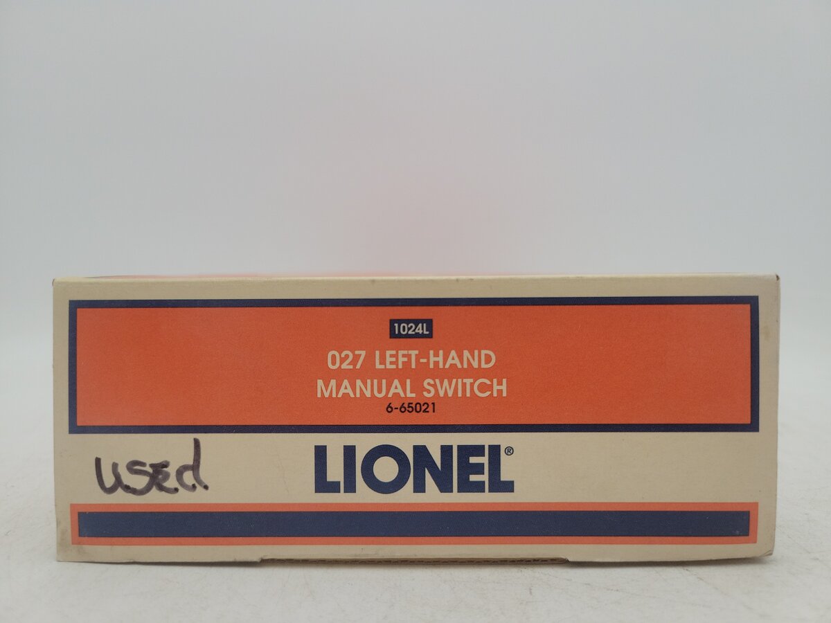 Lionel 6-65021 O 27" Left Hand Manual Switch Turnout VG/Box