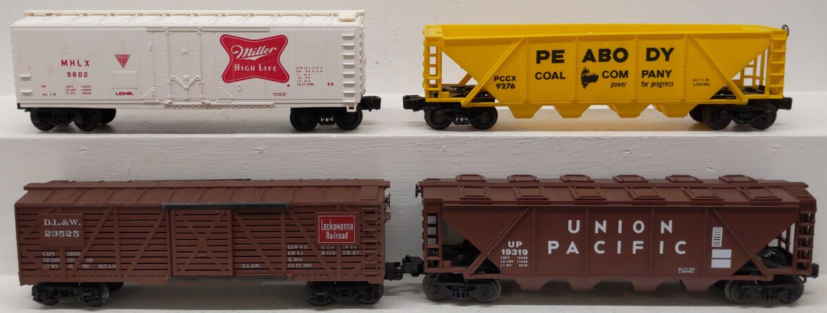 Lionel & KMT O Gauge Assorted Freight Cars: 9802, 19139, 9276, 23525 [4] VG