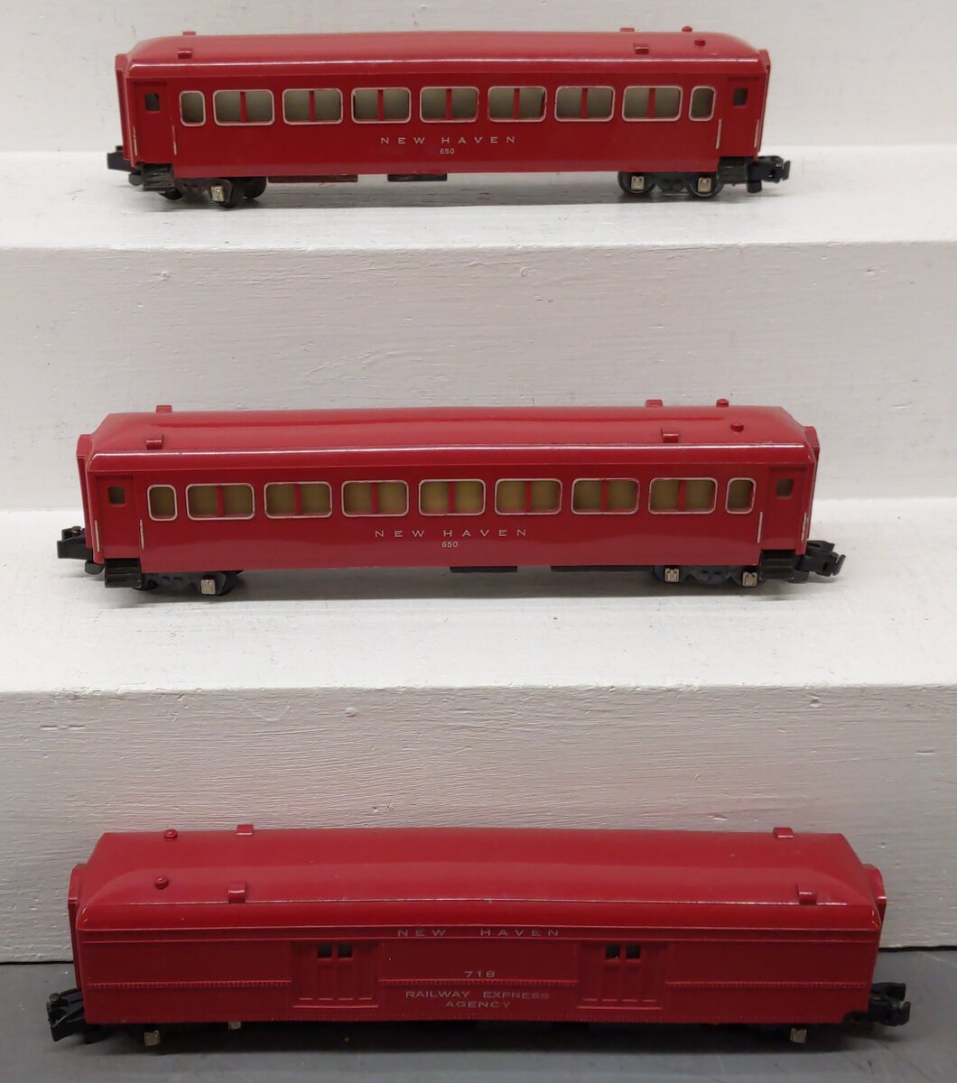 American Flyer S Gauge Vintage New Haven Passenger Cars #650,650,718 [3] EX