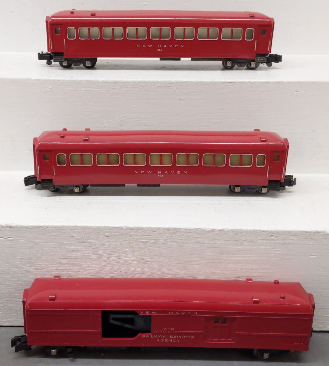 American Flyer S Gauge Vintage New Haven Passenger Cars #650,650,718 [3] EX
