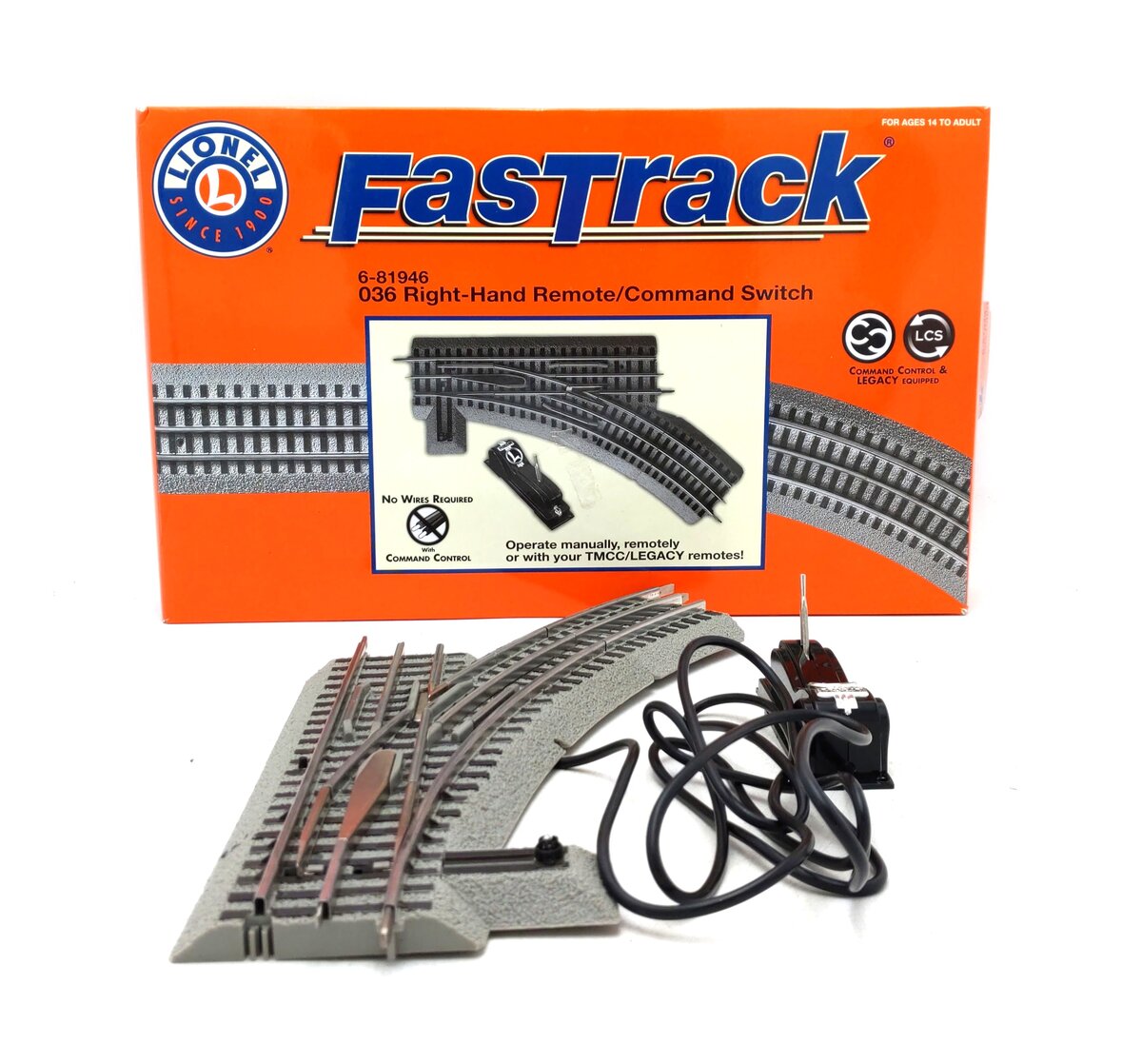 Lionel 6-81946 O-36 Remote Right Hand FasTrack Command Switch Turnout EX/Box