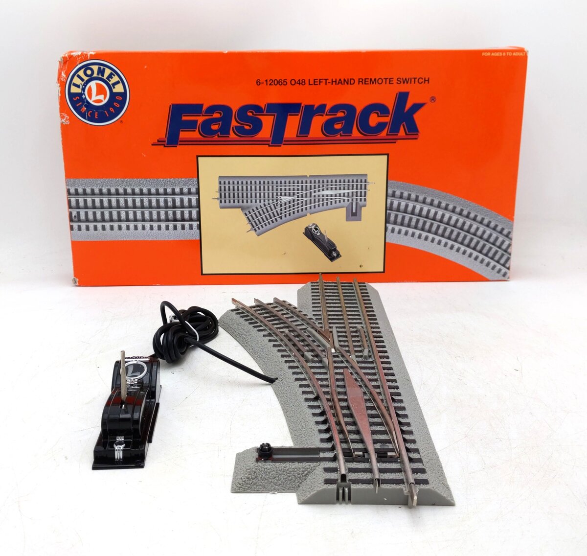 Lionel 6-12065 O O48 Left Hand Remote-Control 30° FasTrack Switch Turnout EX/Box