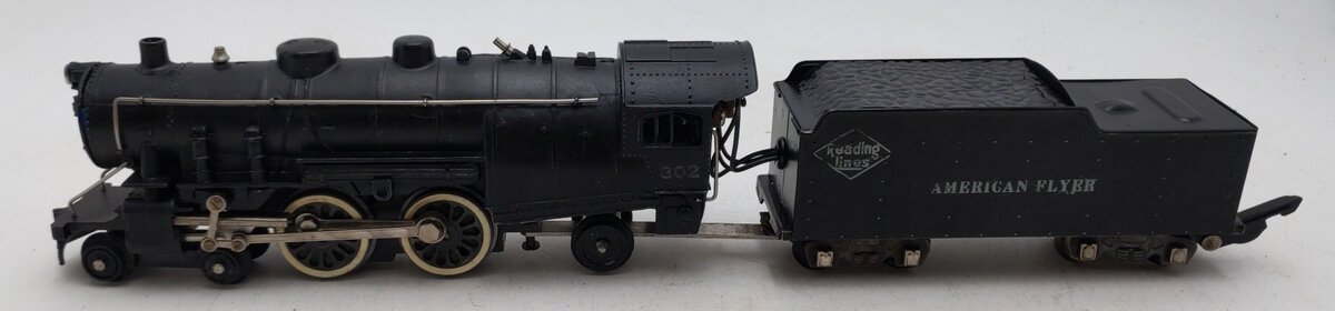 American Flyer 302 Vintage S Reading 4-4-2 Atlantic Steam Locomotive & Tender VG
