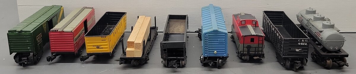 Marx O Vintage Freight Cars #13079,467110,80982,37956,20102,2700,1950,44572 [9] VG
