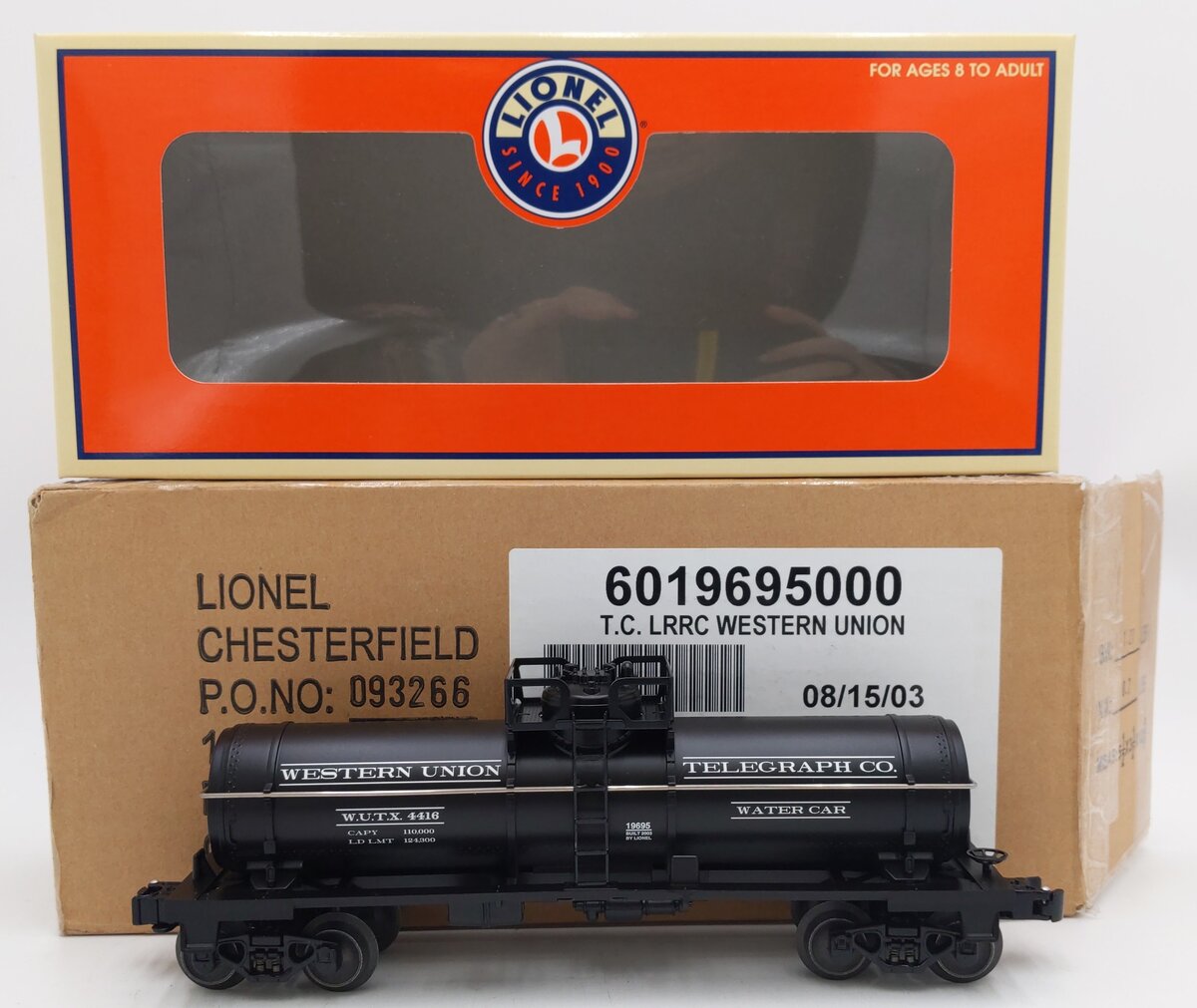 Lionel 6-19695 O Gauge LRRC Western Union Water Tank Car EX/Box