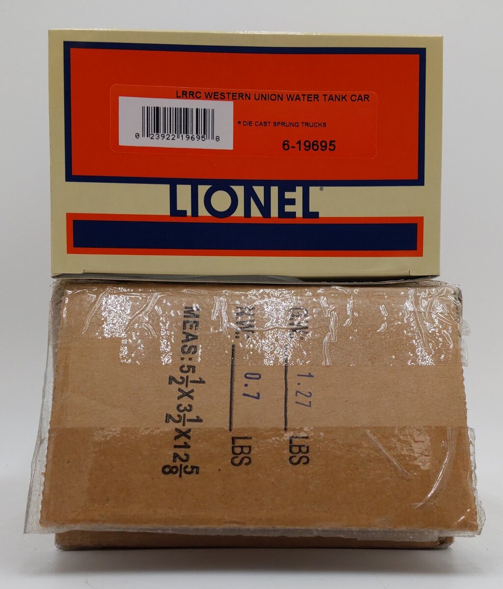 Lionel 6-19695 O Gauge LRRC Western Union Water Tank Car EX/Box