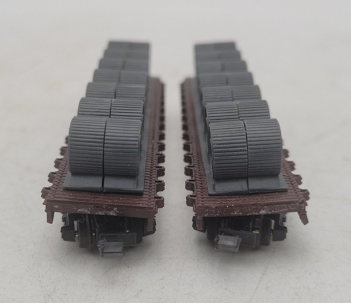 AHM 44551-J N Scale ATSF & Pennsylvania 2 Pcs. Flatcars w/Cable Reels EX/Box