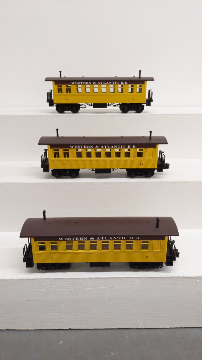 MTH 30-6400 O Gauge Western & Atlantic Overton Passenger Coach 3 Car Set VG/Box