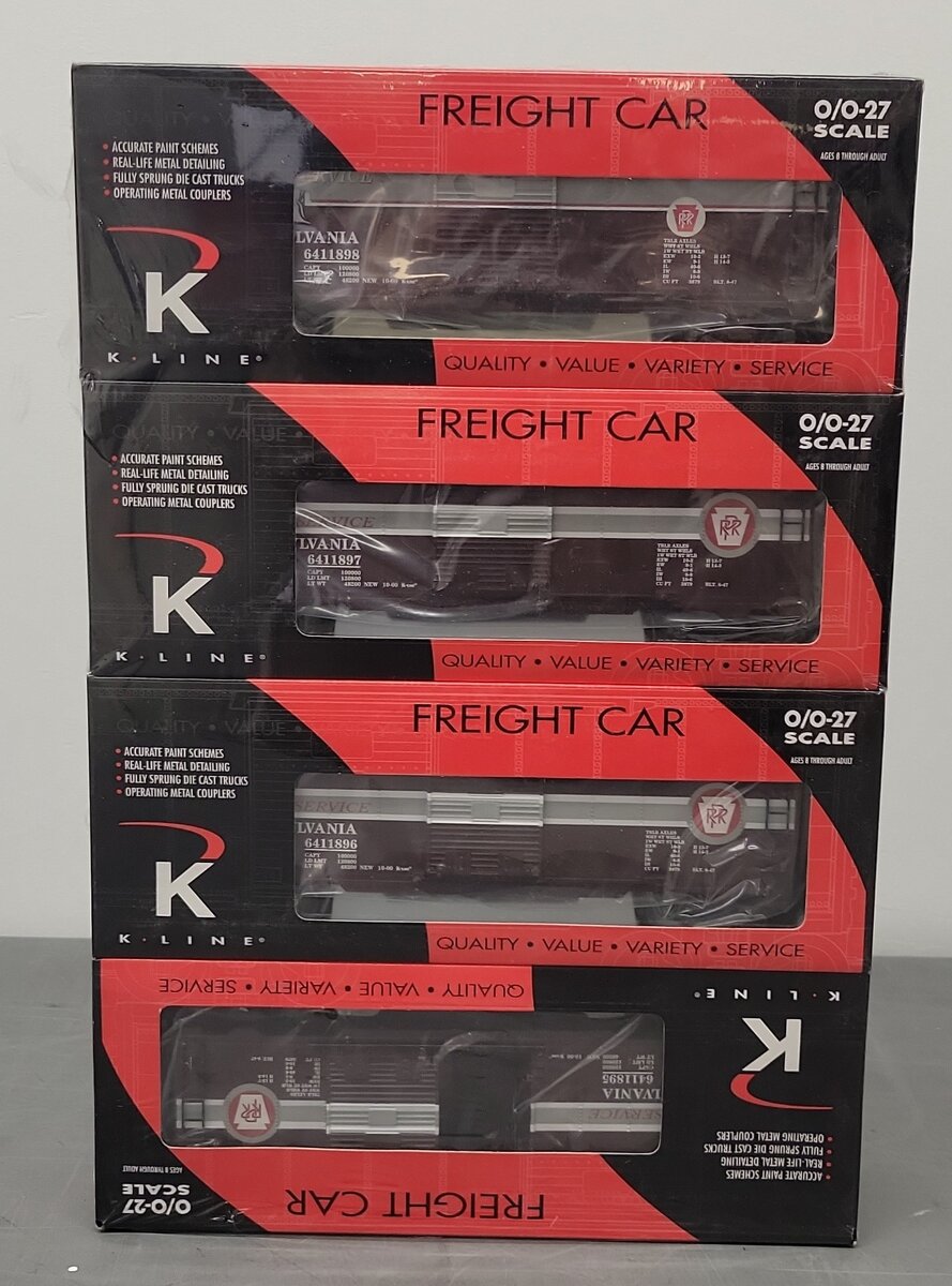 K-Line K641-1895A O Gauge Pennsylvania Boxcar 4-Pack MT/Box