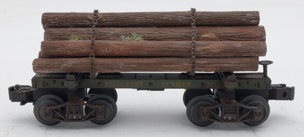 MTH 20-90669E O Hillcrest Lumber Co Skeleton Flat Car w/Load #28 (Custom)/Box