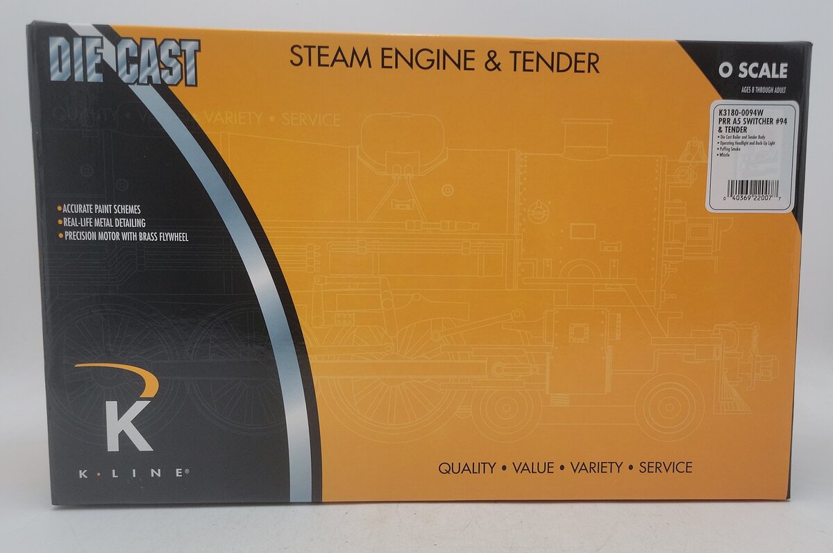 K-Line K3180-0094W O Gauge Pennsylvania RR A5 Steam Locomotive & Tender #94 LN/Box