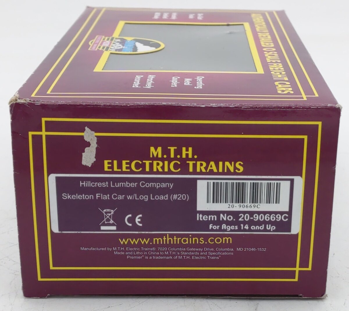 MTH 20-90669C O Hillcrest Lumber Co Skeleton Flat Car w/Load #20 EX/Box