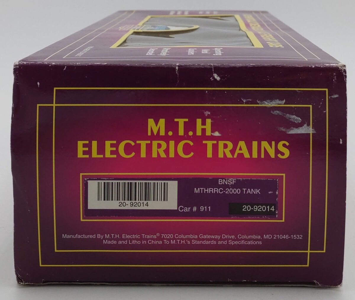 MTH 20-92014 O Gauge MTHRRC-2000 BNSF Tank Car #911R LN/Box