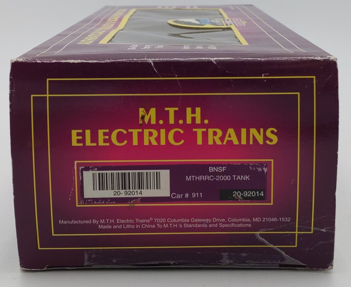 MTH 20-92014 O Gauge MTHRRC-2000 BNSF Tank Car #911R LN/Box