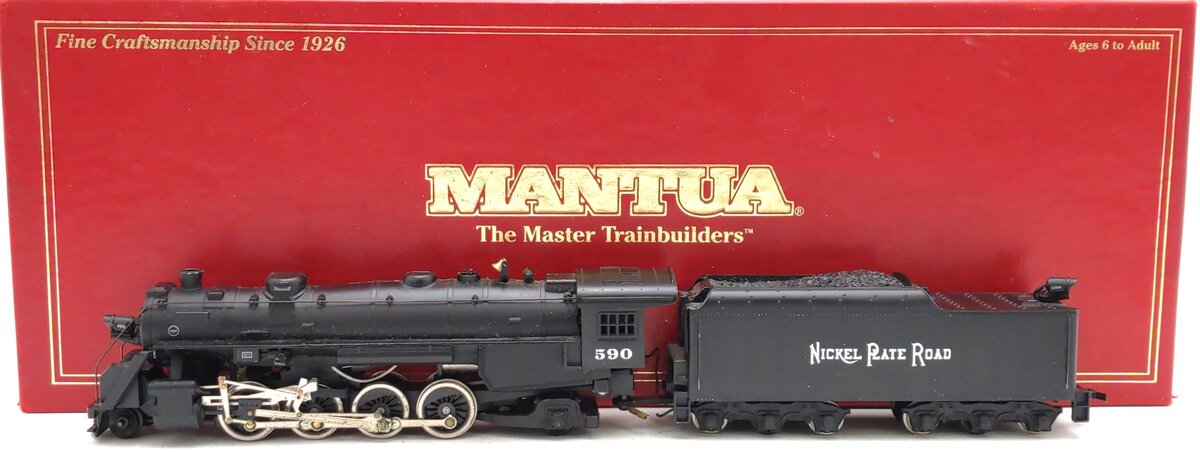 Mantua 383-070 HO Scale Nickel Plate Road 2-8-2 Steam Locomotive & Tender #590 VG/Box