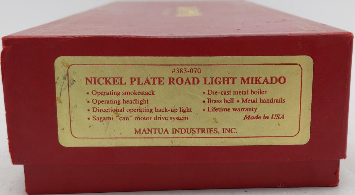 Mantua 383-070 HO Scale Nickel Plate Road 2-8-2 Steam Locomotive & Tender #590 VG/Box