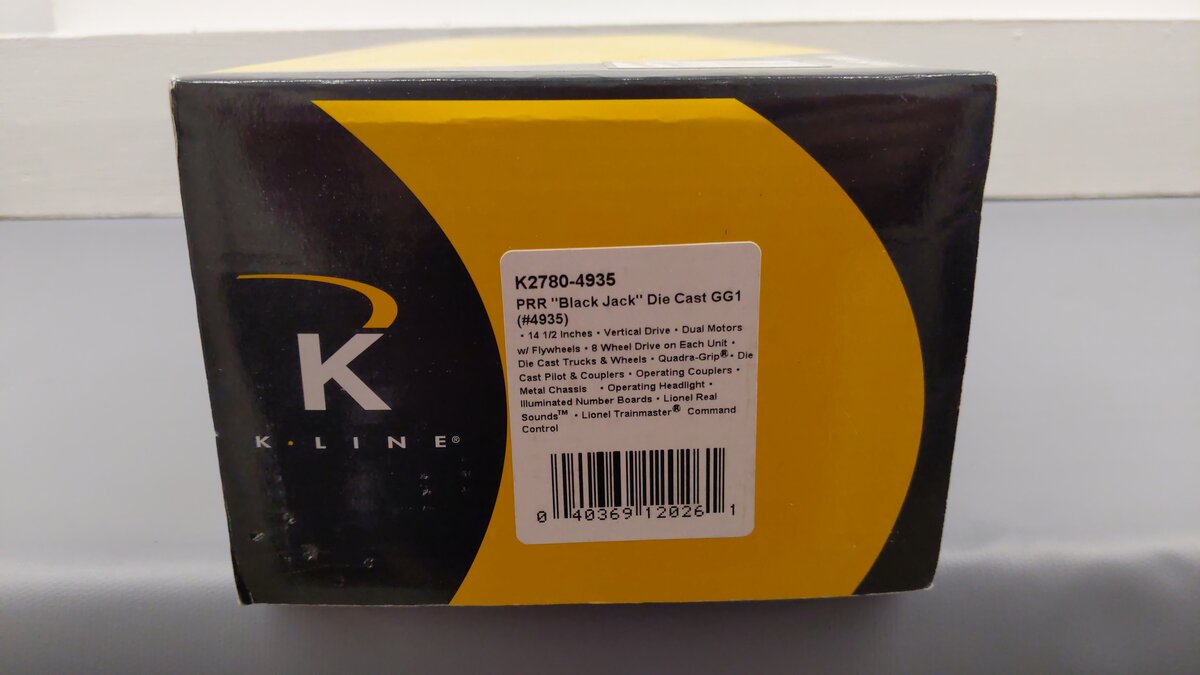K-Line K2780-4935 O PRR Black Jack Diecast GG-1 Electric Locomotive #4935 VG/Box