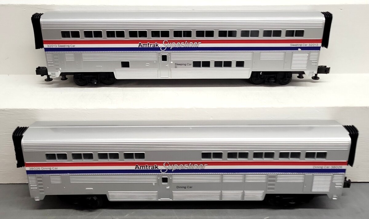 MTH 30-6501 O Gauge Amtrak SuperLiner Sleeper/Diner 2-Car Set VG/Box