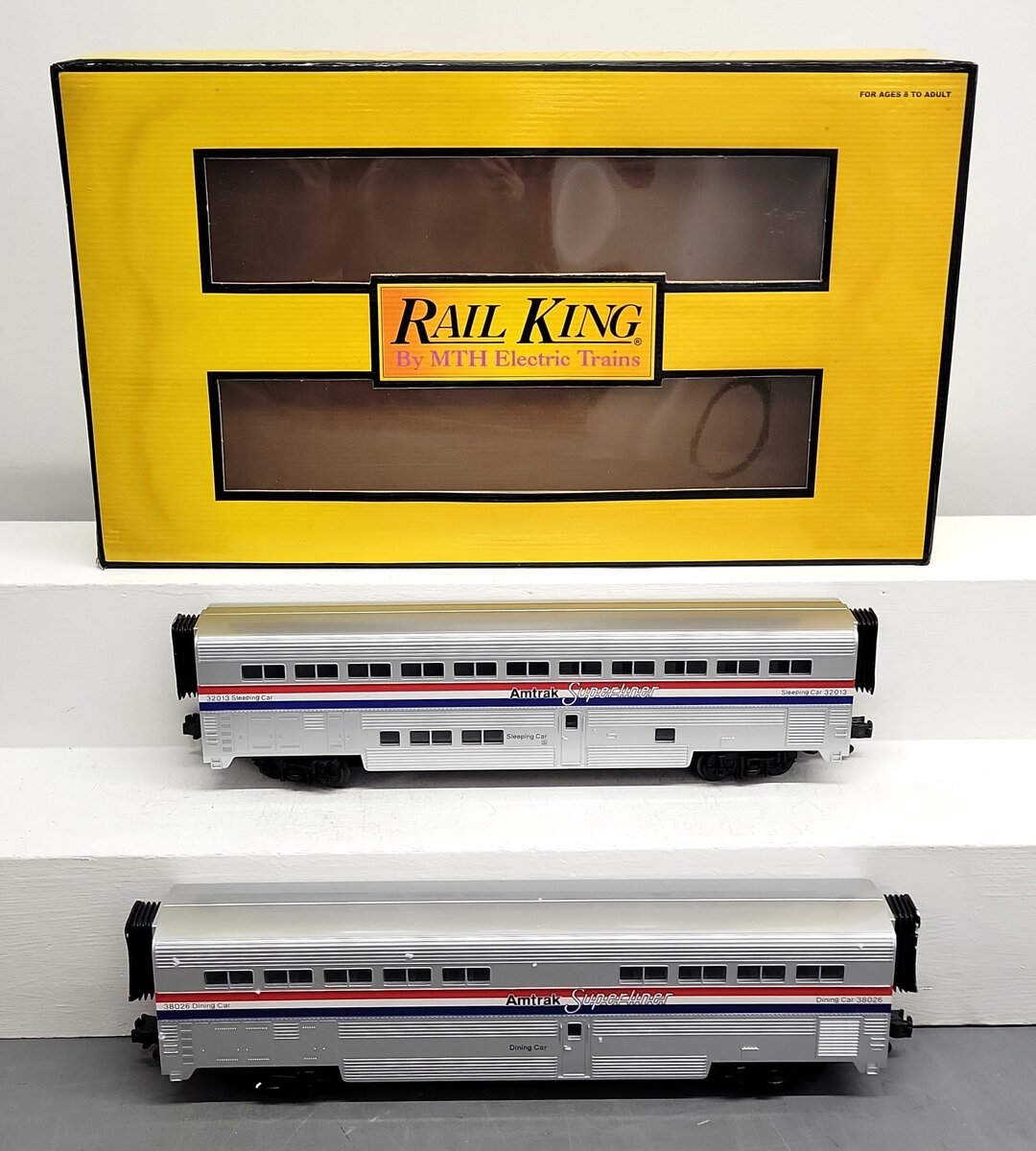 MTH 30-6501 O Gauge Amtrak SuperLiner Sleeper/Diner 2-Car Set VG/Box