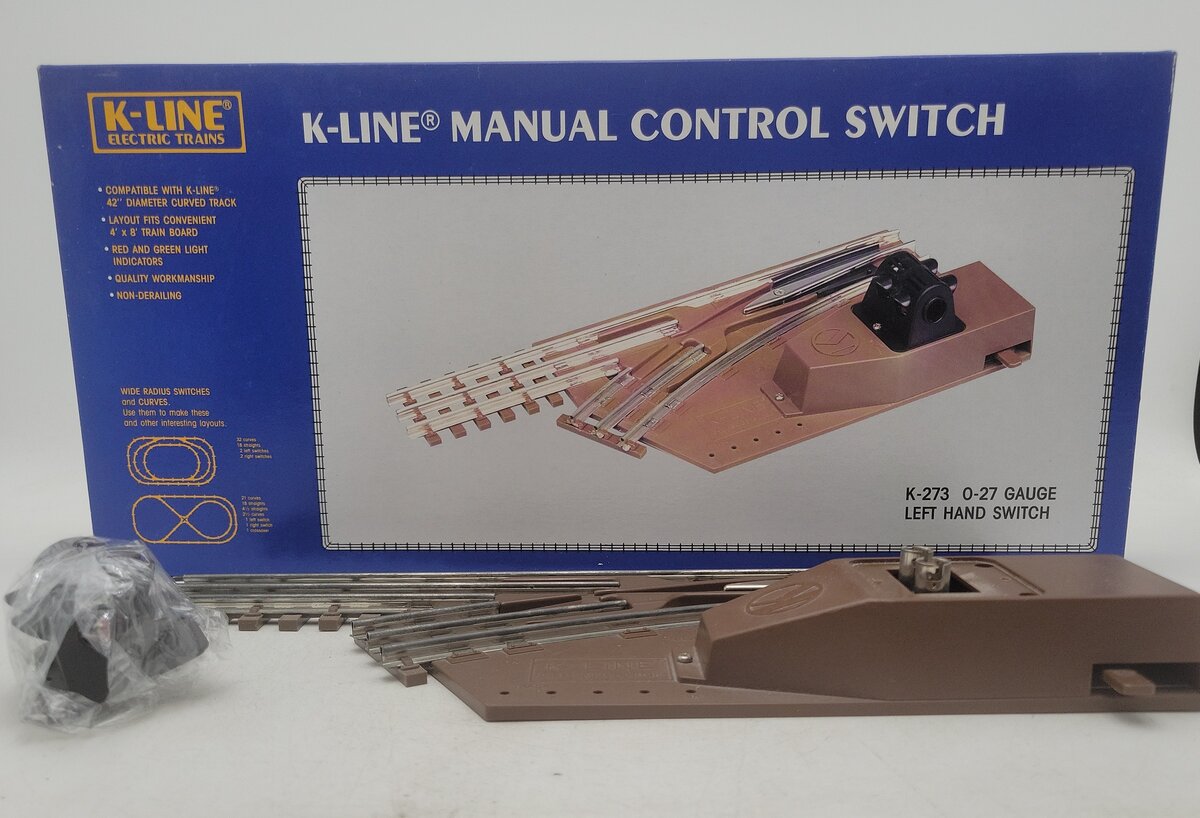 K-Line K-0273 O-27 Gauge 42" Left Hand Manual Switch Turnout EX/Box