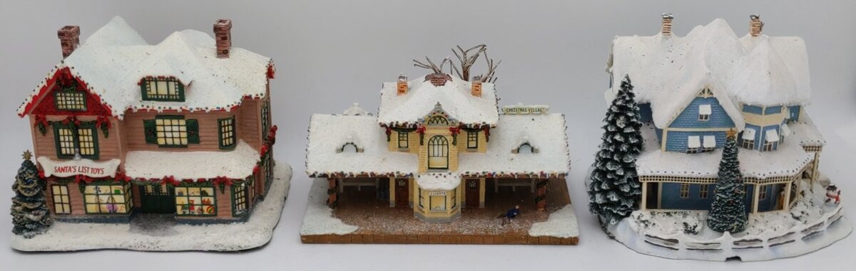 Hawthorne Village Assorted Ceramic Decorative Christmas & Winter Buildings [3] EX