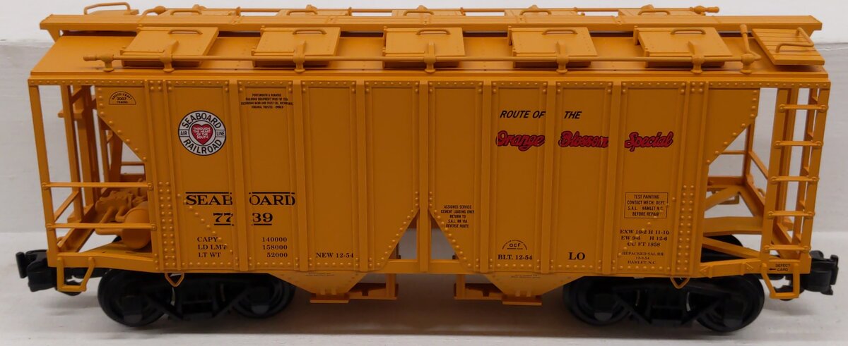 Aristo-Craft 41299-3 G Scale Seaboard Airline 2-Bay Covered Hopper Car #7739 LN