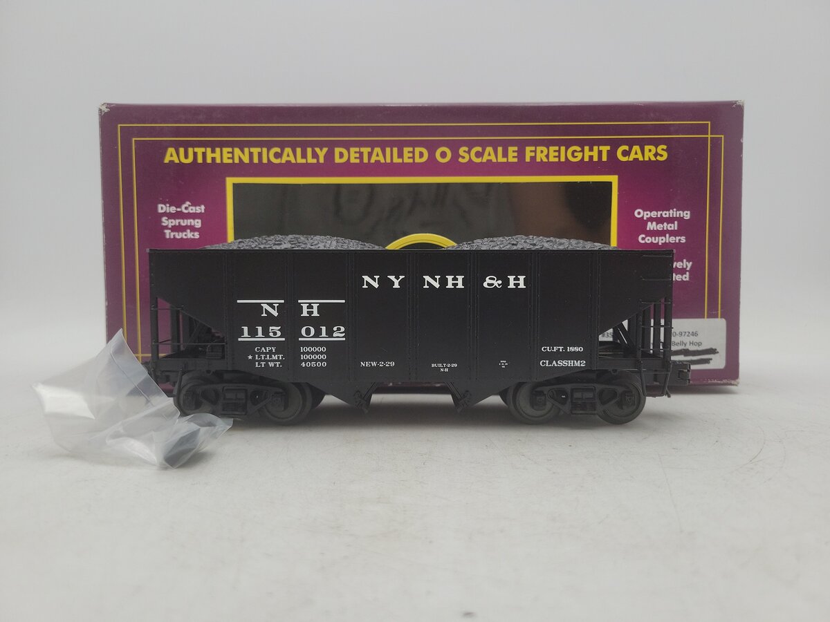 MTH 20-97246 O Gauge New Haven 2-Bay Fish Belly Hopper Car w/ Coal Load #115012 EX/Box