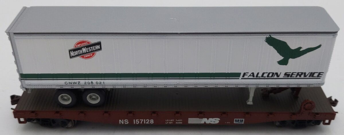 Athearn 92060 HO Norfolk Southern 50' Flatcar w/ Trailer #157128 LN/Box