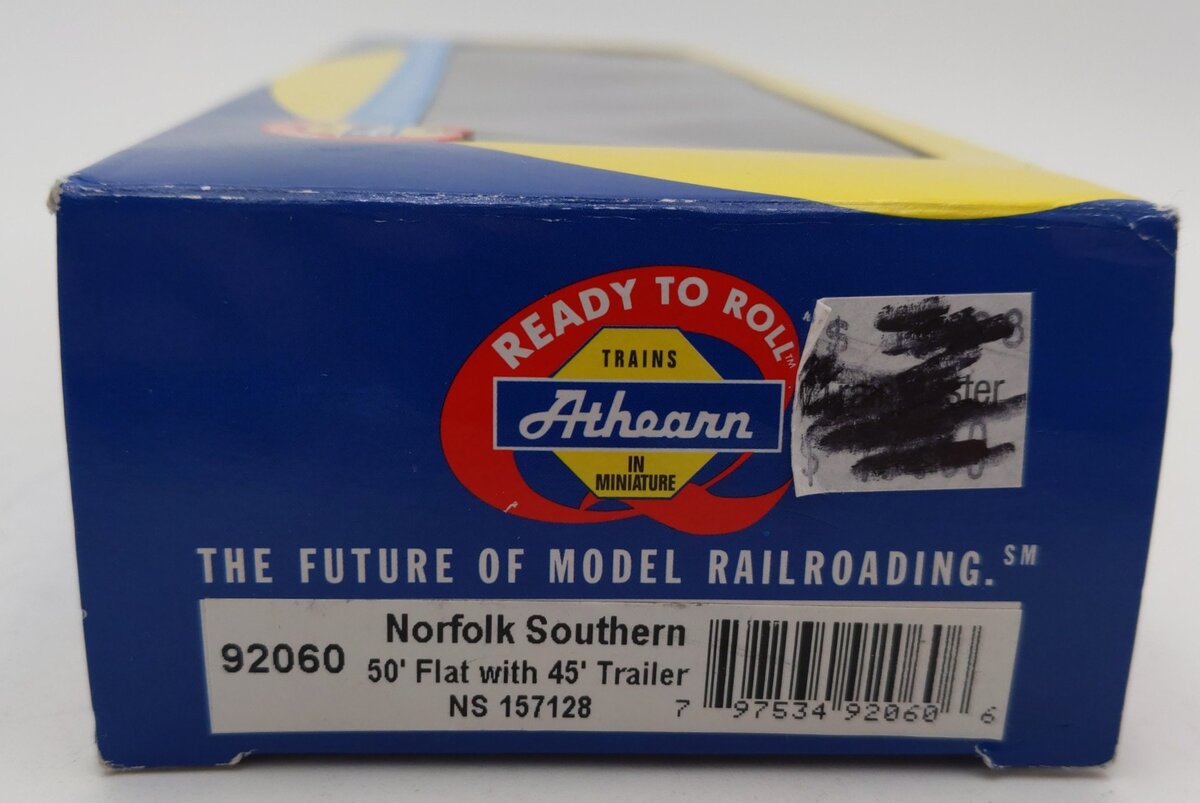 Athearn 92060 HO Norfolk Southern 50' Flatcar w/ Trailer #157128 LN/Box