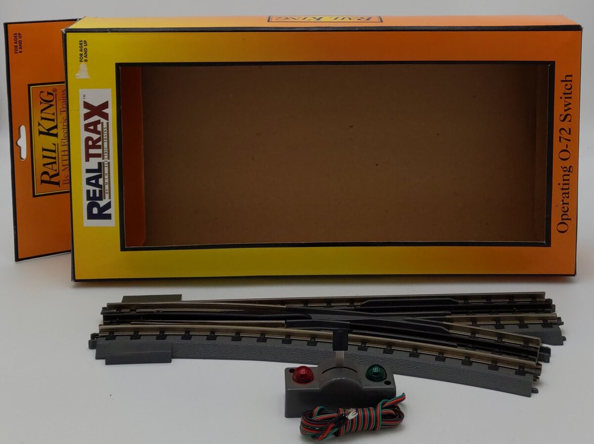 MTH 40-1020 O72 RealTrax Nickel Silver Right Hand Remote Switch Turnout  EX/Box