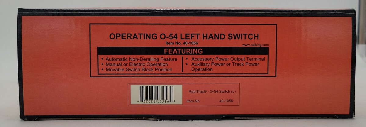 MTH 40-1056 O54 RealTrax Nickel Silver Left Hand Remote Switch Turnout LN/Box