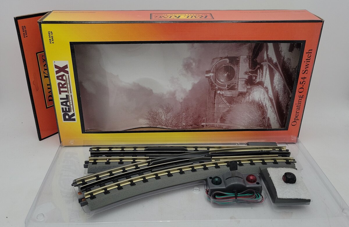 MTH 40-1056 O54 RealTrax Nickel Silver Left Hand Remote Switch Turnout LN/Box