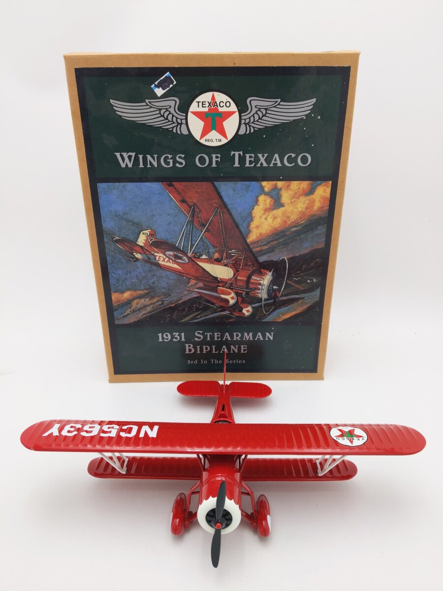 Ertl 1285 1:43 Wings of Texaco 3rd in Series 1931 Stearman Biplane Coin Bank LN/Box