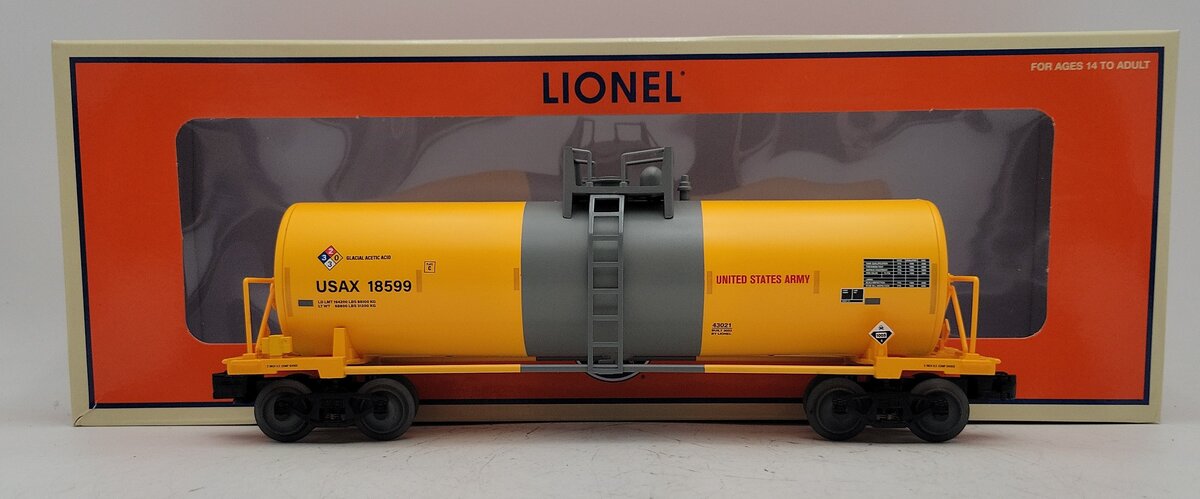 Lionel 2343021 O US Army Unibody Tank Car #18599 LN/Box