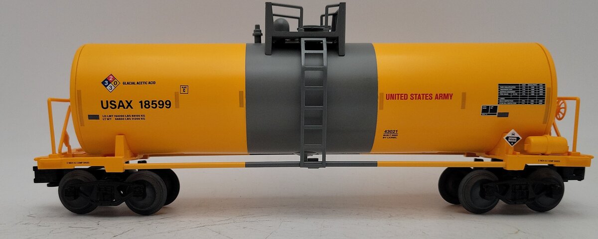 Lionel 2343021 O US Army Unibody Tank Car #18599 LN/Box