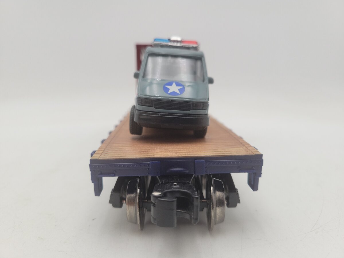 Menards 279-3448 O Gauge Navy Flatcar w/ Navy Van & Rocket Fuel Container EX/Box