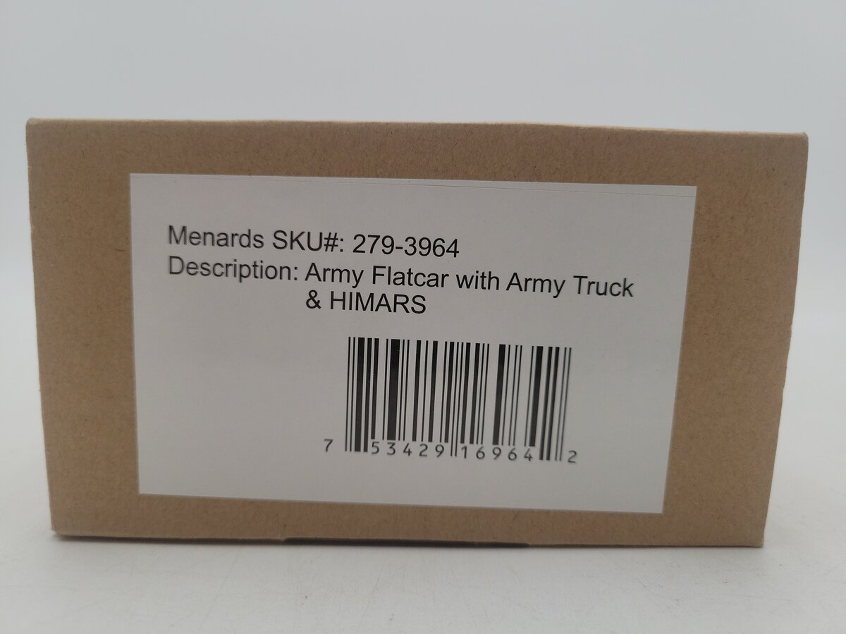 Menards 279-3964 O Gauge US Army Flatcar w/ Army Truck & HIMARS EX/Box