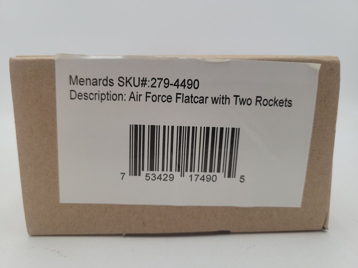 Menards 279-4490 O Gauge US Airforce Flatcar w/ 2 Rockets EX/Box