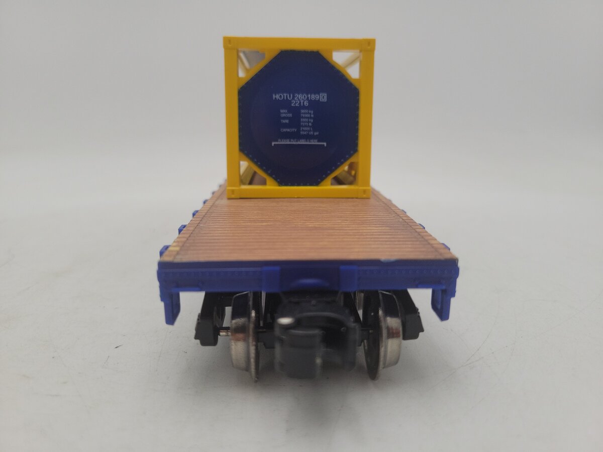 Menards 279-3187 O Gauge US Army Flatcar w/ Jet Fuel Container #2716 EX/Box
