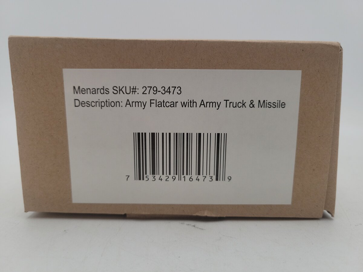 Menards 279-3473 O Gauge USAX Flat Car w/ Truck and Missile #20245 EX/Box