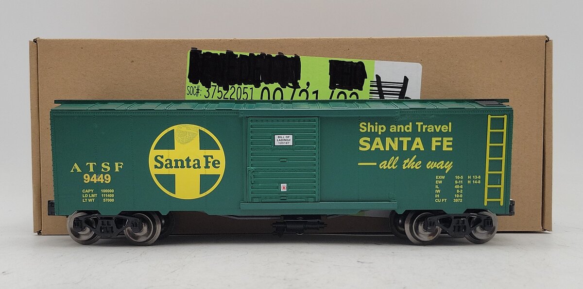 Menards 279-8744 O Scale Green ATSF Box Car #9449 VG/Box