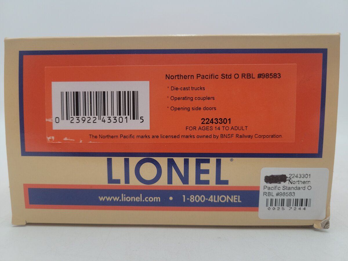 Lionel 2243301 O Gauge Northern Pacific RBL Reefer Car #98583 EX/Box