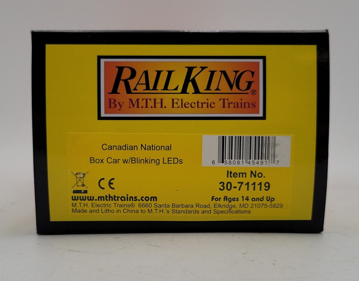 MTH 30-71119 O Canadian National Boxcar with Blinking LEDs #417239 LN/Box
