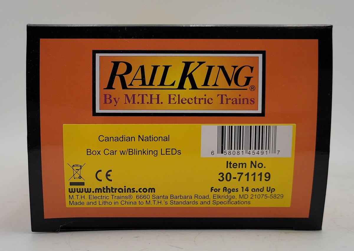 MTH 30-71119 O Canadian National Boxcar with Blinking LEDs #417239 LN/Box
