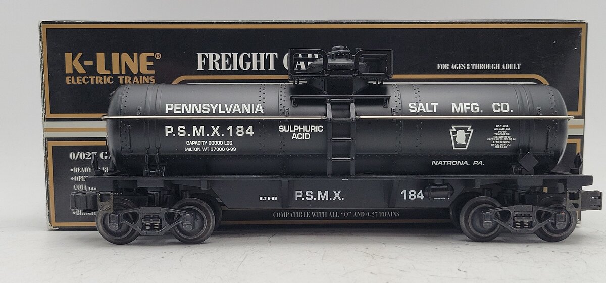 K-Line K632-1891 O Gauge Pennsylvania Salt Mfg. Co Single Dome Tank Car #184 EX/Box