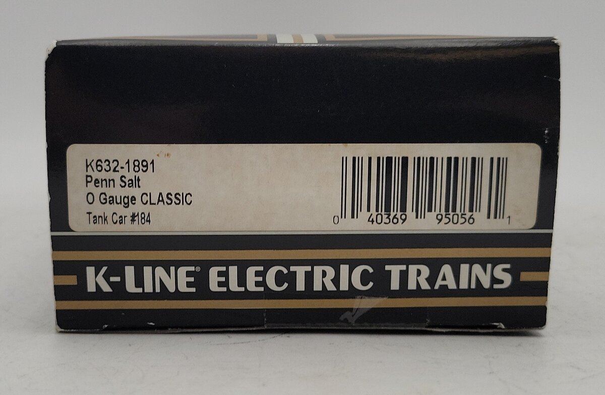 K-Line K632-1891 O Gauge Pennsylvania Salt Mfg. Co Single Dome Tank Car #184 EX/Box