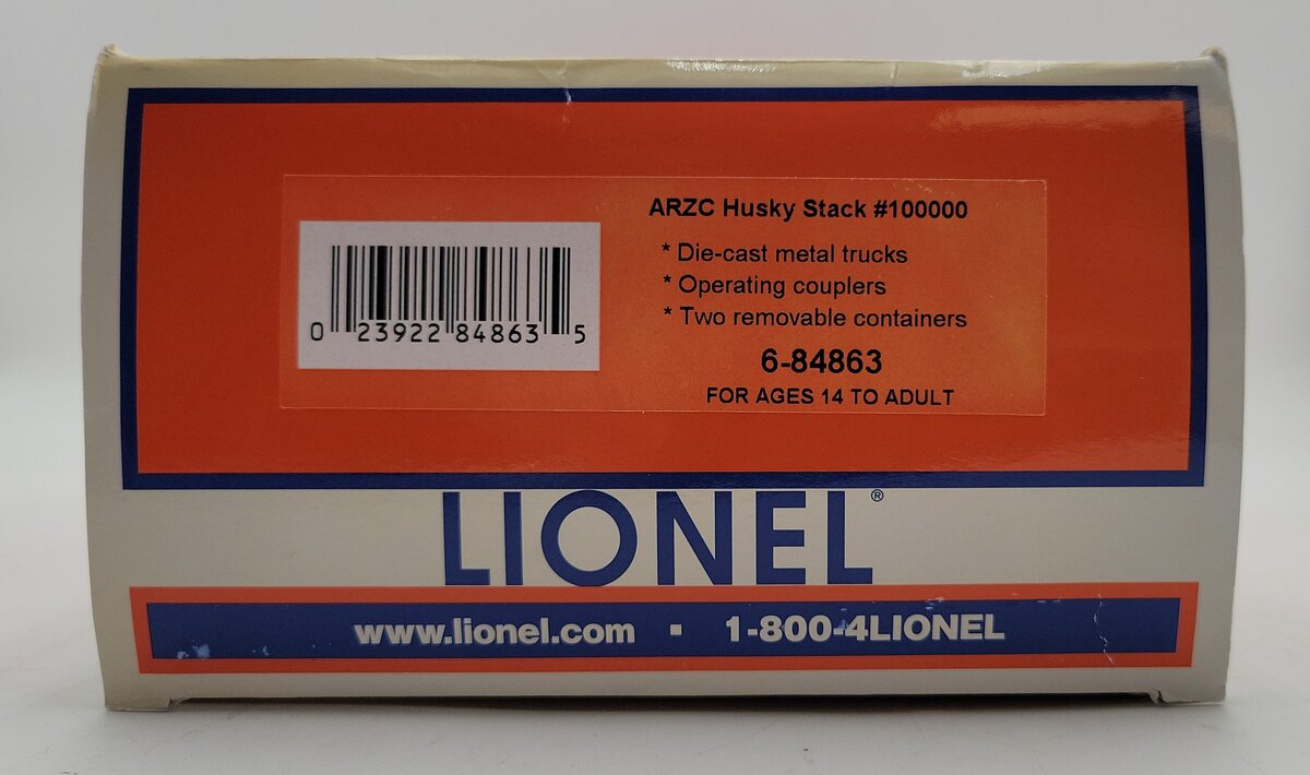 Lionel 6-84863 O Gauge AZRC Husky Stack Flatcar #100000 VG/Box
